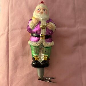 Festive Santa Claus Ornament - Purple and Green by Christopher Radko